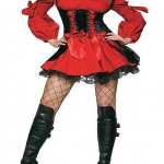 Extravagantes Piraten Kostüm Mini-Kleid schwarz-rot