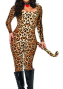 3-tlg. hautenger Wildkatze Kostüm Overall / Catsuit