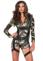 Knappes 2-tlg. Goin Commando Overall Kostüm in Camouflage Design