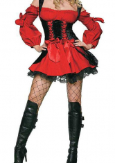 Extravagantes Piraten Kostüm Mini-Kleid schwarz-rot