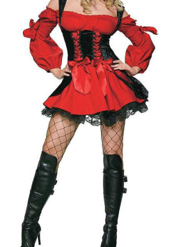 Extravagantes Piraten Kostüm Mini-Kleid schwarz-rot