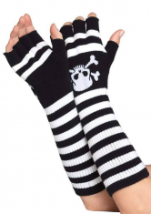 Lange fingerlose Piraten Handschuhe / Armstulpen in diversen Farben