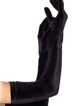 Lange glänzende Satin Stretch Handschuhe schwarz