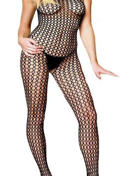 Lochmuster Catsuit ouvert mit String schwarz - Gr. S-L