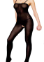 Spaghetti-Träger Catsuit ouvert schwarz - Gr. S-L