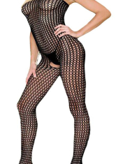 Lochmuster Bodystocking ouvert schwarz - Gr. S-L