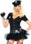4-tlg. Police Officer Straps-Minikleid schwarz