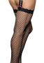 Netzstrumpfhose im Straps-Look mit Spitze schwarz-rosa - Gr. S-L